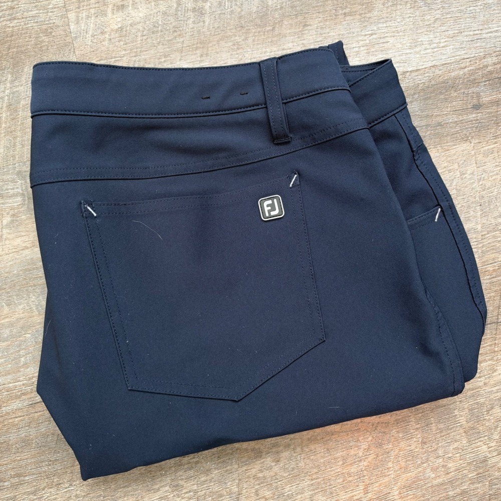 FootJoy Athletic Fit Golf Pants 42x32 Navy Blue Stretch Performance Five-Pocket